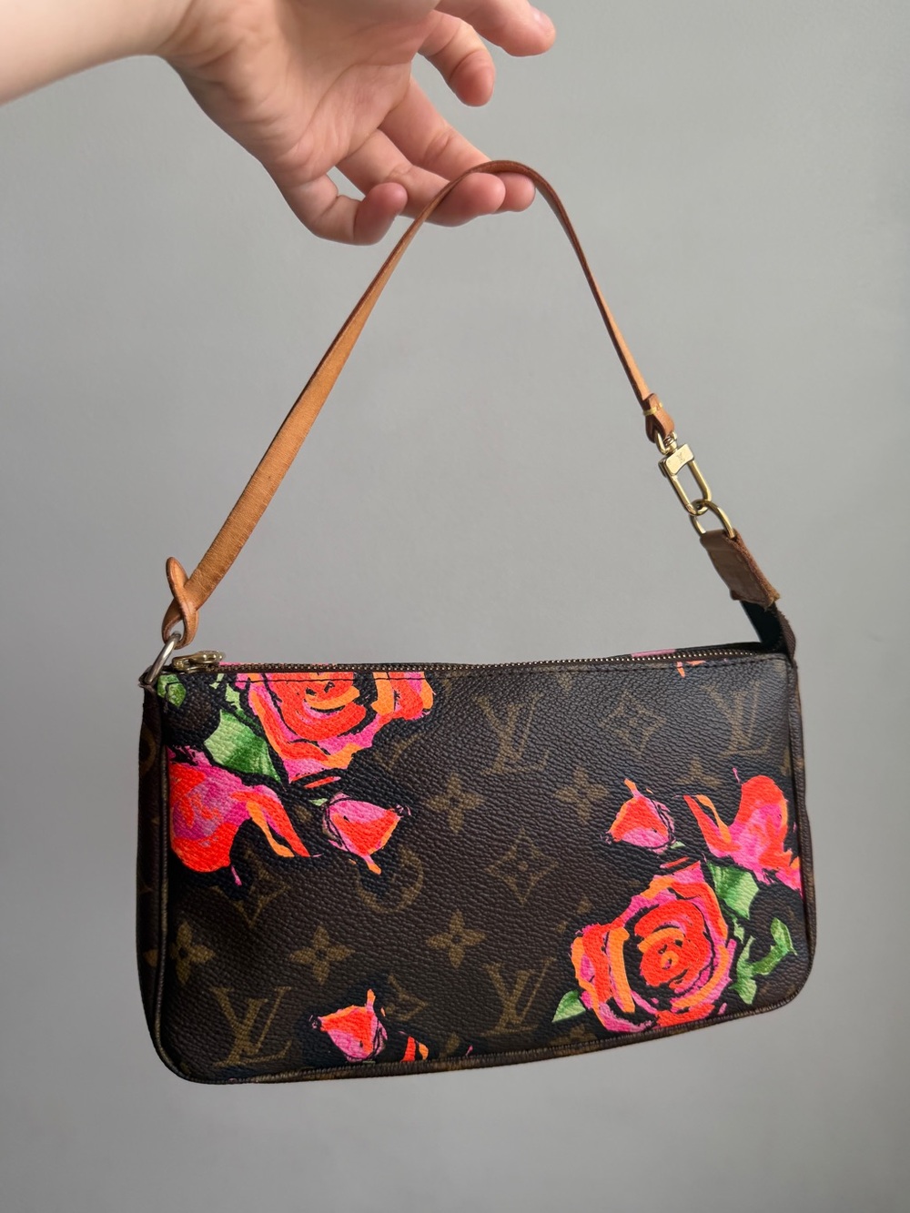 Louis Vuitton Brown Monogram Floral Canvas Pochette - Stephen Sprouse